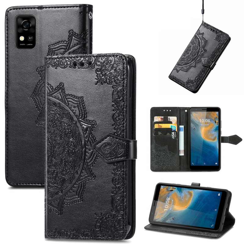 For ZTE Blade A31 Mandala Flower Embossed Horizontal Flip Leather Phone Case(Blue)