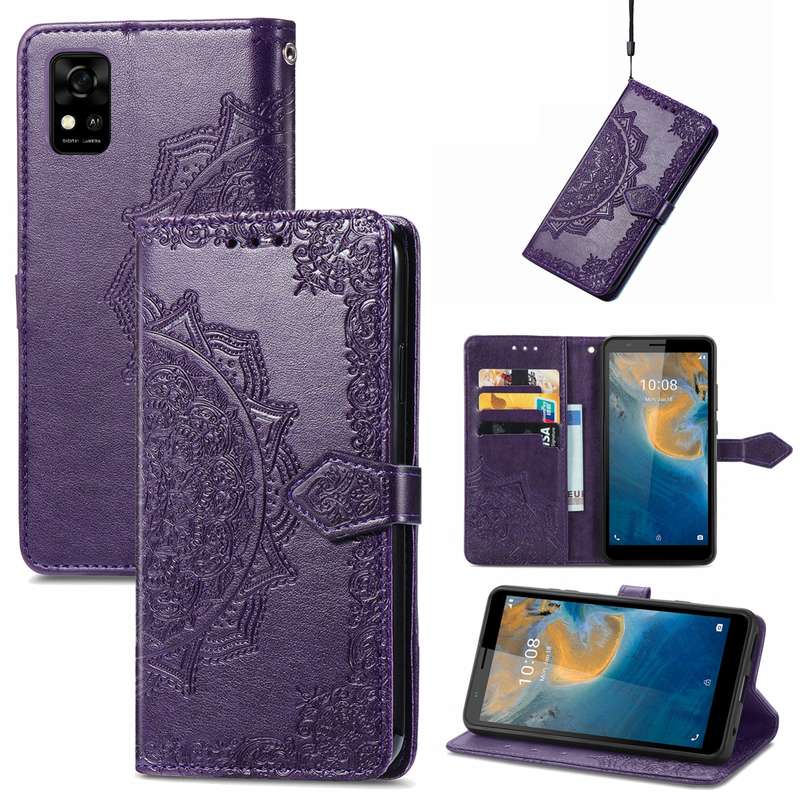 For ZTE Blade A31 Mandala Flower Embossed Horizontal Flip Leather Phone Case(Blue)