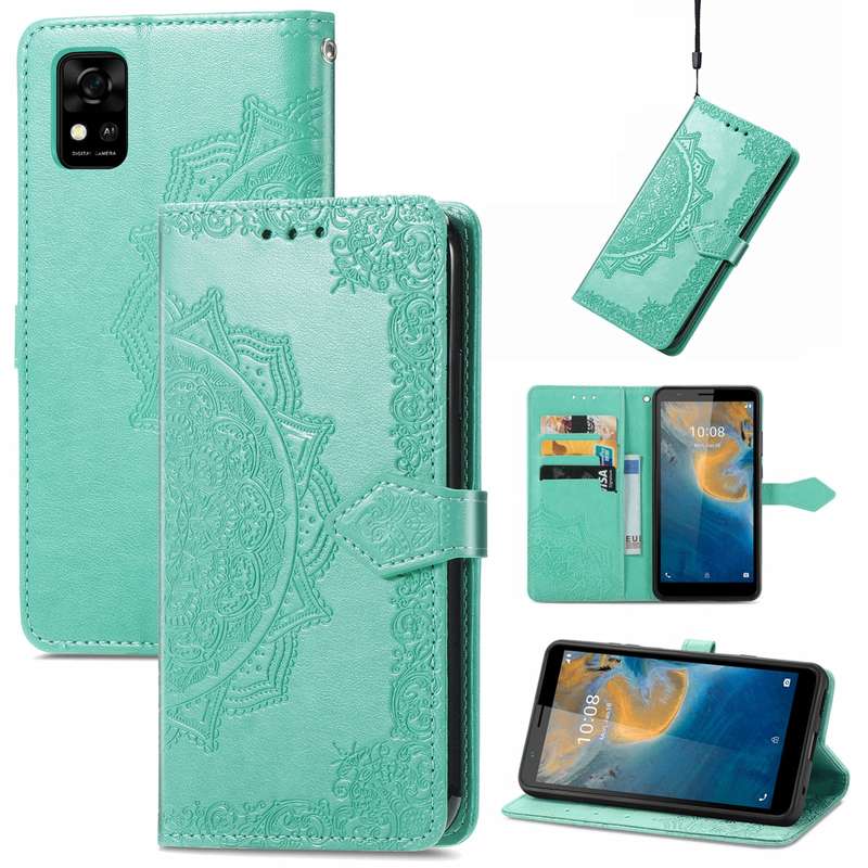 For ZTE Blade A31 Mandala Flower Embossed Horizontal Flip Leather Phone Case(Blue)
