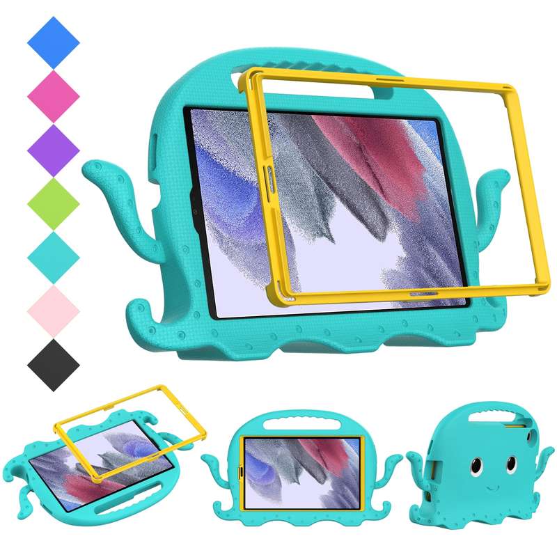 For Samsung Galaxy Tab A7 Lite 8.7 T220 / T225 Octopus EVA + PC Tablet Case with Strap(Glacial Green