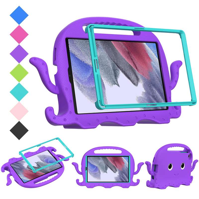 For Samsung Galaxy Tab A7 Lite 8.7 T220 / T225 Octopus EVA + PC Tablet Case with Strap(Glacial Green