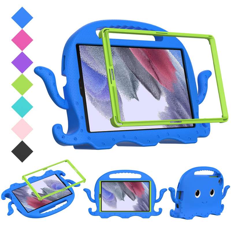 For Samsung Galaxy Tab A7 Lite 8.7 T220 / T225 Octopus EVA + PC Tablet Case with Strap(Glacial Green
