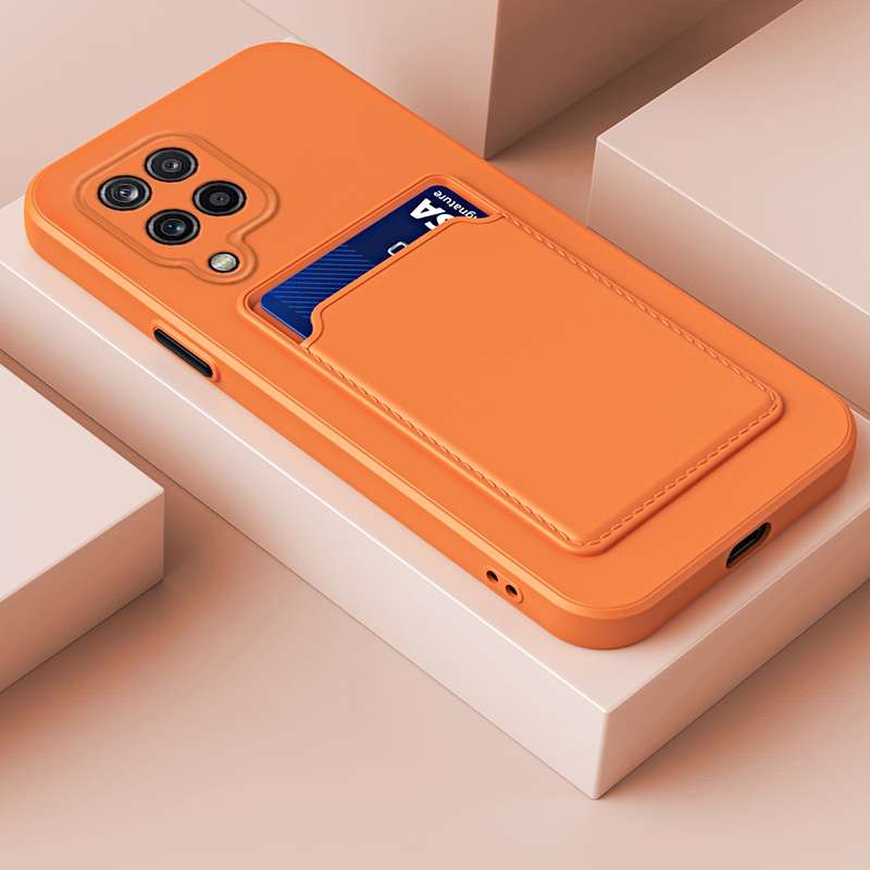 For Samsung Galaxy A22 5G Skin Feel Card TPU Contrast Color Button Phone Case(Dark Green)