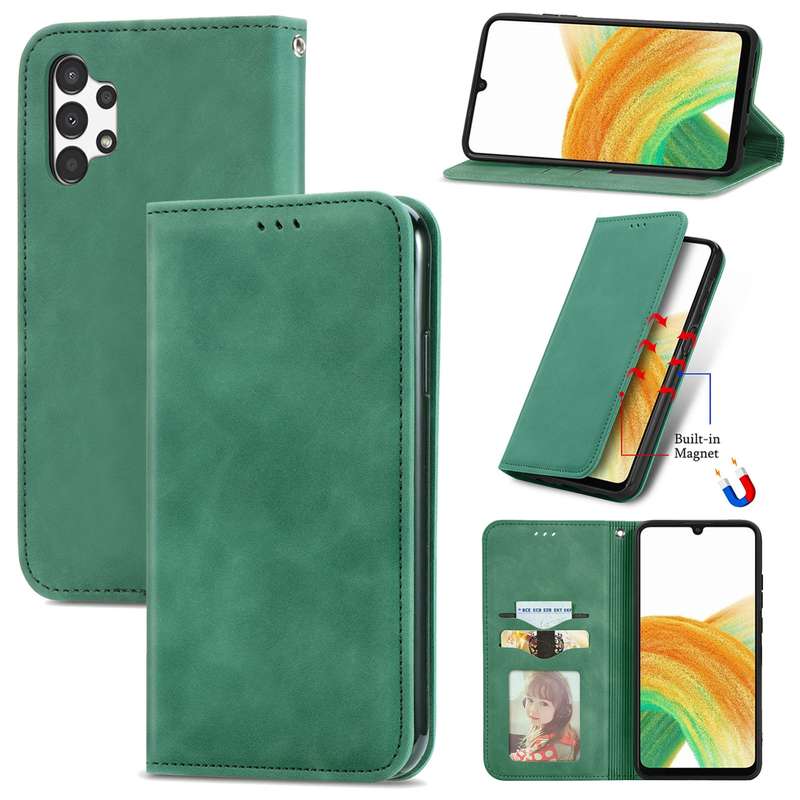 For Samsung Galaxy A13 4G Retro Skin Feel Magnetic Horizontal Flip Leather Phone Case(Brown)