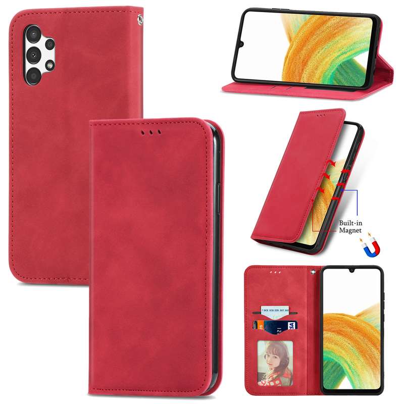 For Samsung Galaxy A13 4G Retro Skin Feel Magnetic Horizontal Flip Leather Phone Case(Brown)