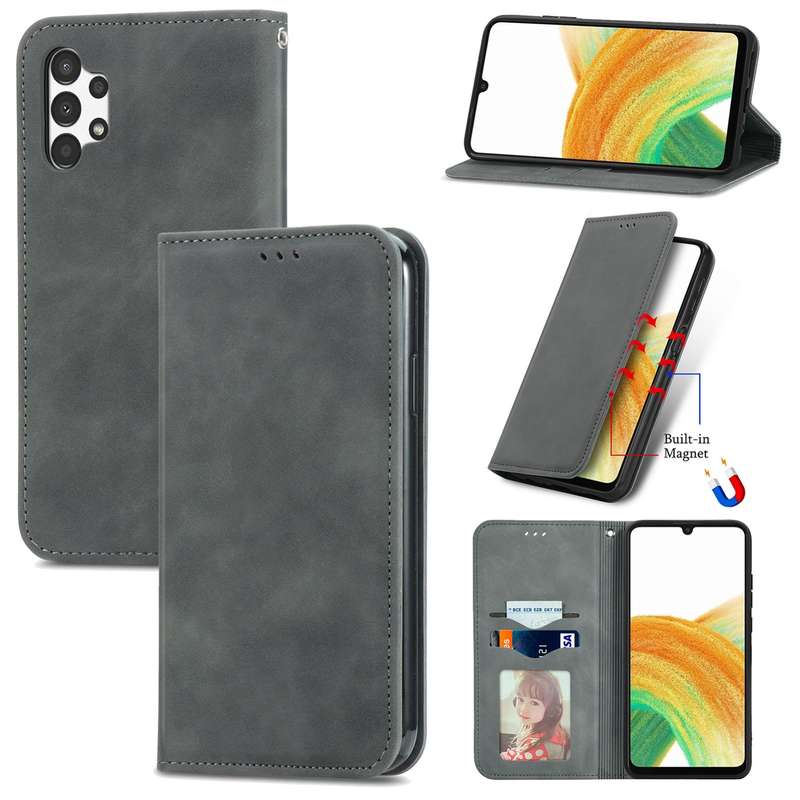 For Samsung Galaxy A13 4G Retro Skin Feel Magnetic Horizontal Flip Leather Phone Case(Brown)