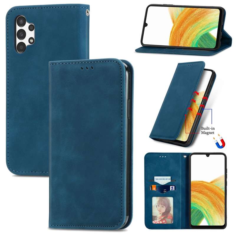 For Samsung Galaxy A13 4G Retro Skin Feel Magnetic Horizontal Flip Leather Phone Case(Brown)