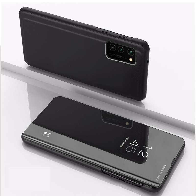 For Samsung Galaxy A13 4G Plated Mirror Horizontal Flip Leather Case with Holder(Silver)