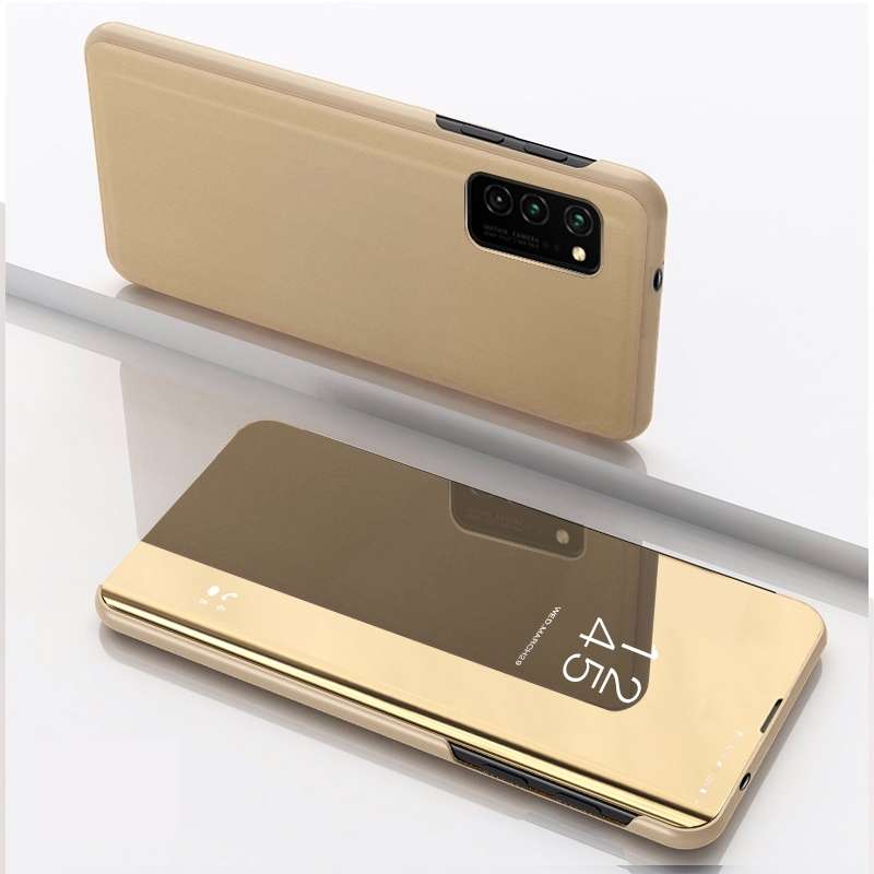 For Samsung Galaxy A13 4G Plated Mirror Horizontal Flip Leather Case with Holder(Silver)