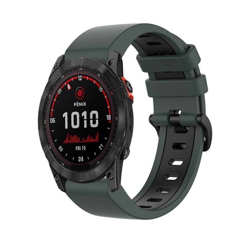 For Garmin Fenix 7X Solar 26mm Silicone Sports Two-Color Watch Band(Red+Black)