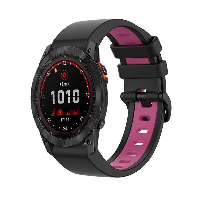 For Garmin Fenix 7X Solar 26mm Silicone Sports Two-Color Watch Band(Red+Black)