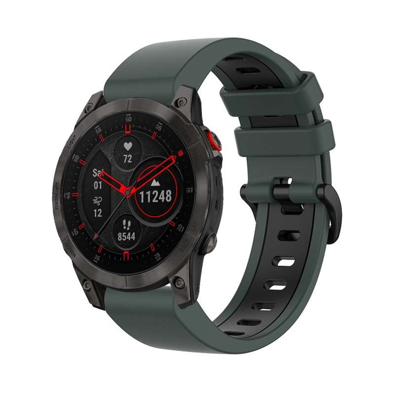 For Garmin EPIX Gen2 22mm Silicone Sports Two-Color Watch Band(Black+Blue)