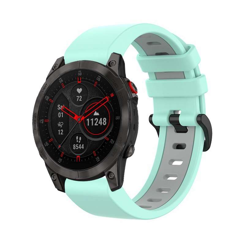 For Garmin EPIX Gen2 22mm Silicone Sports Two-Color Watch Band(Black+Blue)