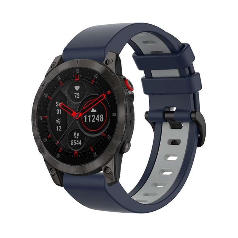 For Garmin EPIX Gen2 22mm Silicone Sports Two-Color Watch Band(Black+Blue)