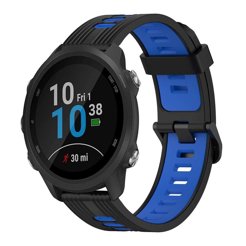 For Garmin Forerunner 245 20mm Vertical Pattern Two-Color Silicone Watch Band(Olive Green + Black)