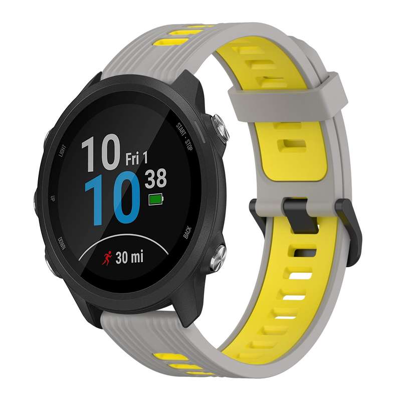 For Garmin Forerunner 245 20mm Vertical Pattern Two-Color Silicone Watch Band(Olive Green + Black)