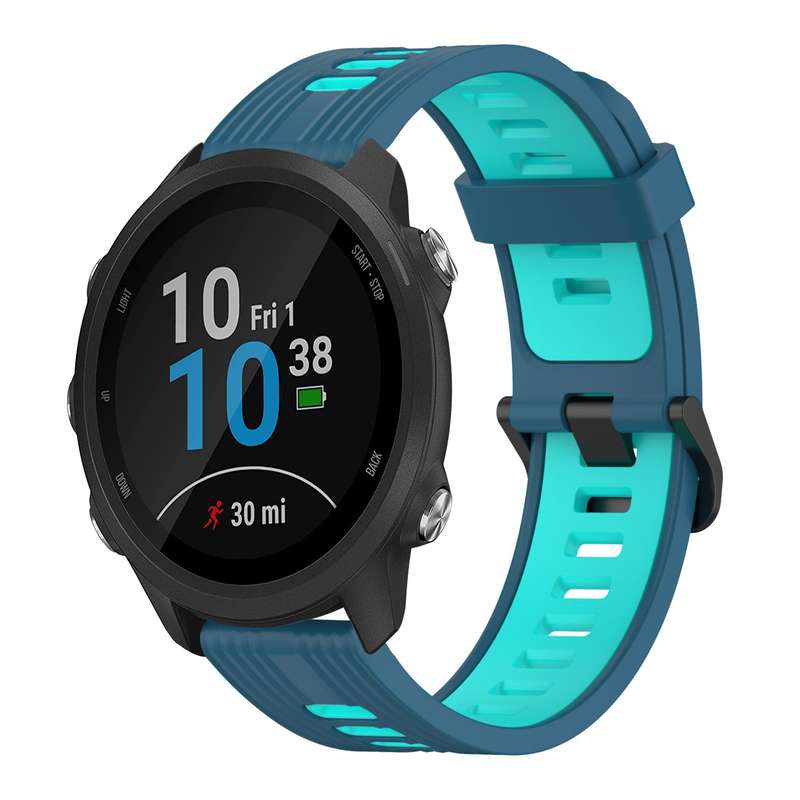 For Garmin Forerunner 245 20mm Vertical Pattern Two-Color Silicone Watch Band(Olive Green + Black)