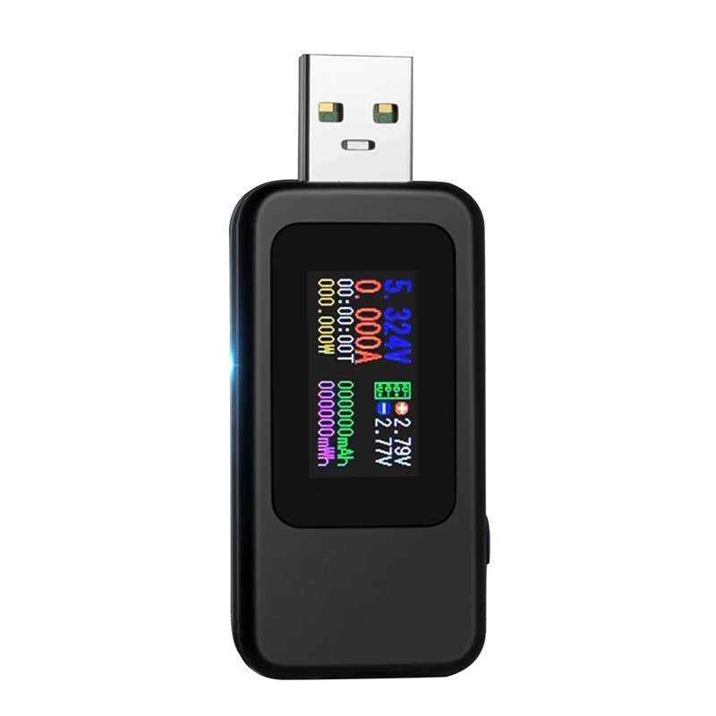 KWS-MX18 10 in 1 USB DC Tester Current 4-30V Voltage Meter Timing Ammeter Digital Meter(Black)
