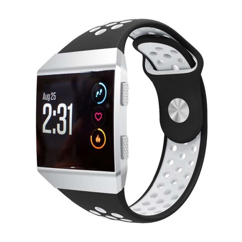 For Fitbit Ionic Breathable Two-tone Silicone Watch Band(Black Grey)