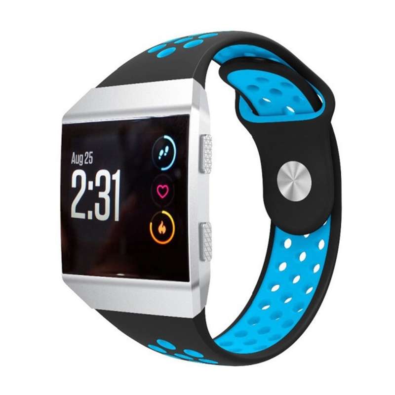 For Fitbit Ionic Breathable Two-tone Silicone Watch Band(Black Grey)