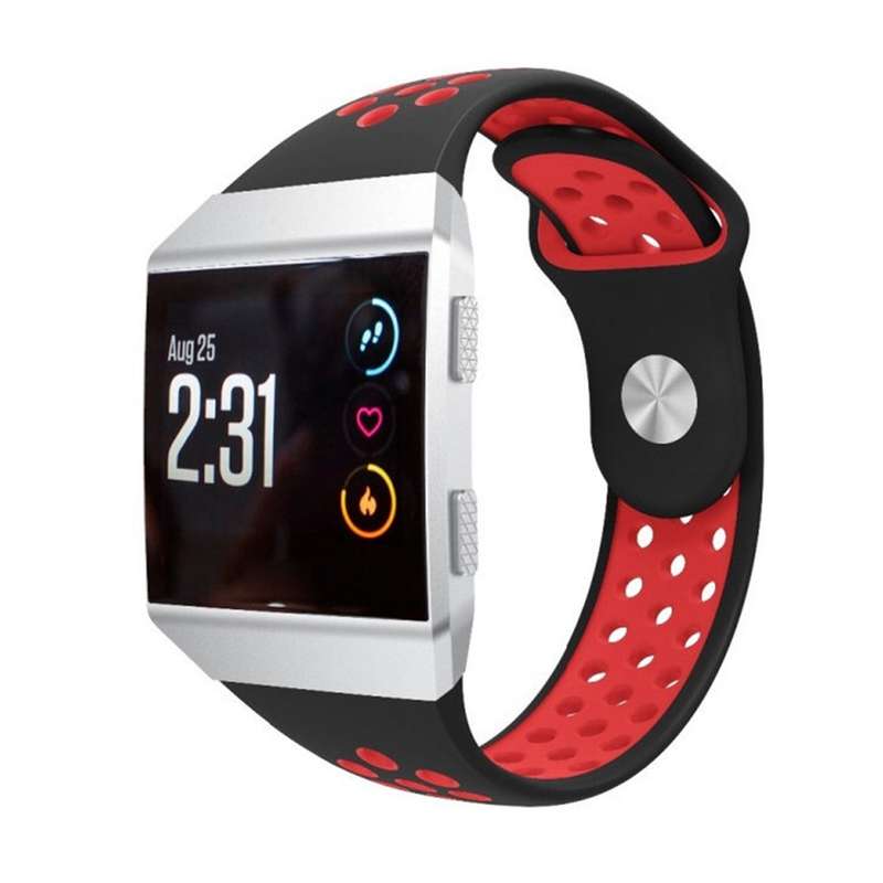 For Fitbit Ionic Breathable Two-tone Silicone Watch Band(Black Grey)