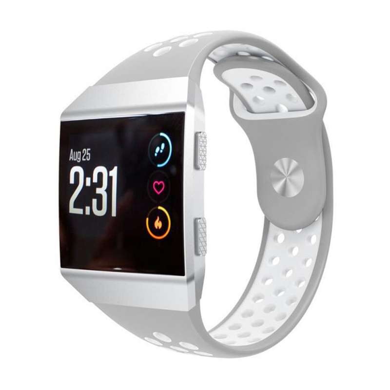 For Fitbit Ionic Breathable Two-tone Silicone Watch Band(Black Grey)