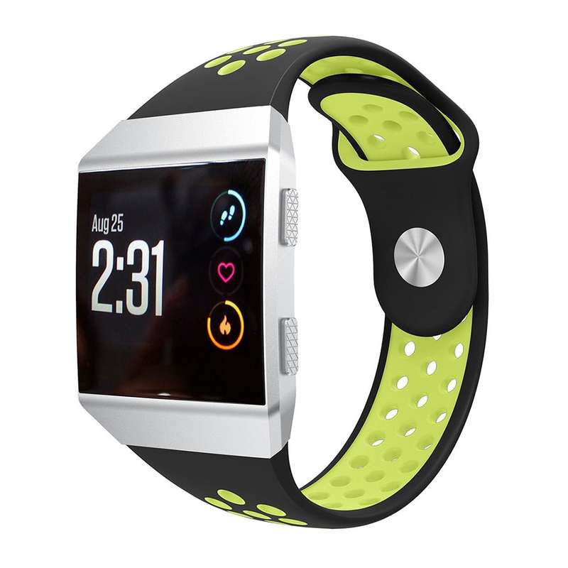 For Fitbit Ionic Breathable Two-tone Silicone Watch Band(Black Grey)