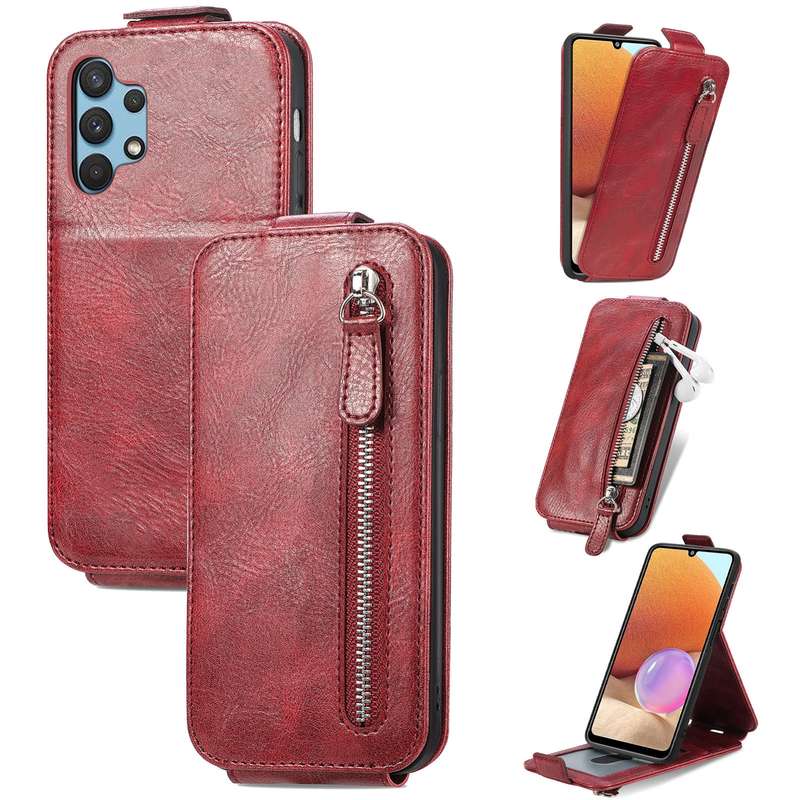 For Samsung Galaxy A32 4G Zipper Wallet Vertical Flip Leather Phone Case(Black)