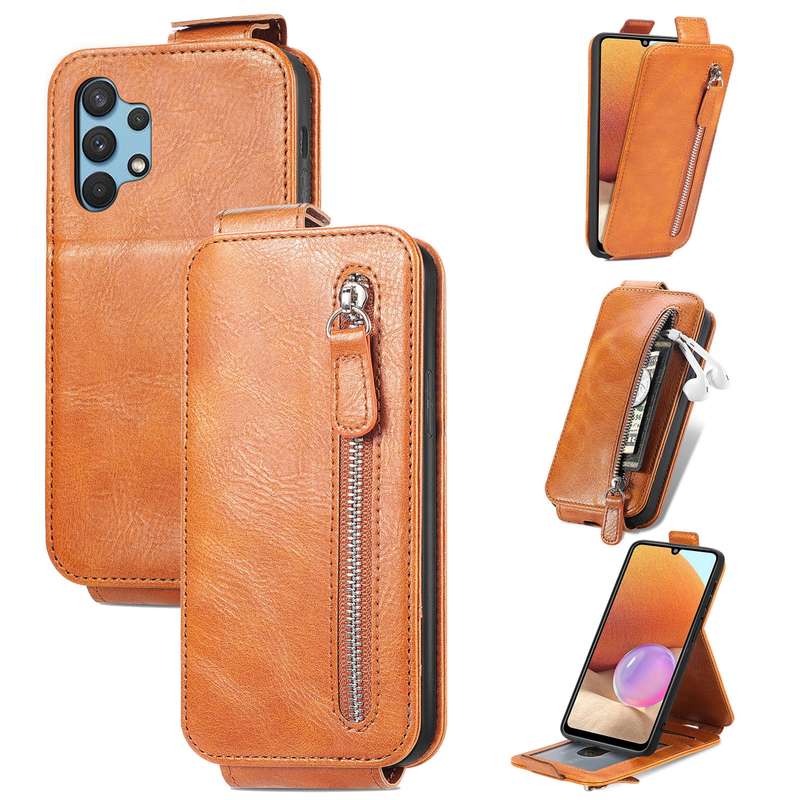 For Samsung Galaxy A32 4G Zipper Wallet Vertical Flip Leather Phone Case(Black)