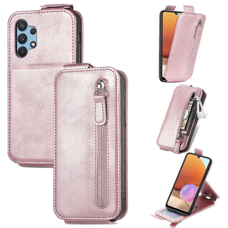 For Samsung Galaxy A32 4G Zipper Wallet Vertical Flip Leather Phone Case(Black)