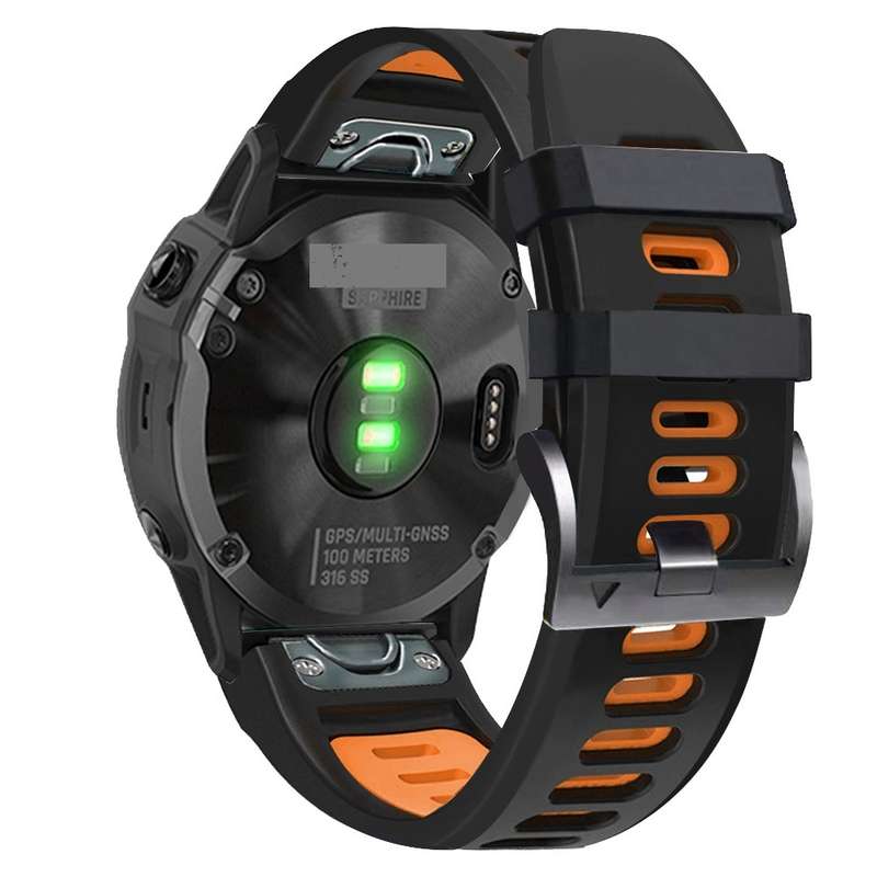 For Garmin EPIX Gen2 22mm Silicone Sports Two-Color Watch Band(Orange+Black)