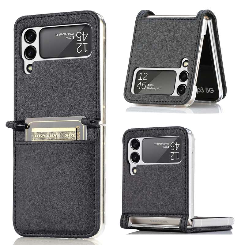 For Samsung Galaxy Z Flip 4 5G Folding Litchi Texture Card Wallet Phone Case(Brown)