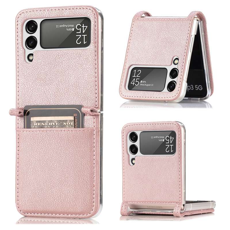 For Samsung Galaxy Z Flip 4 5G Folding Litchi Texture Card Wallet Phone Case(Brown)