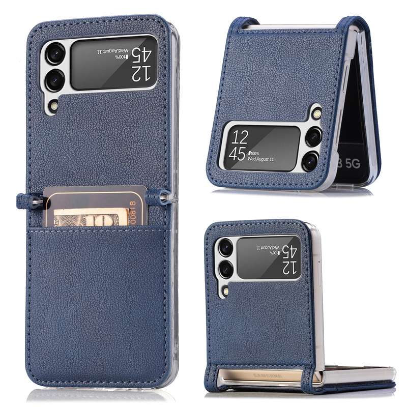 For Samsung Galaxy Z Flip 4 5G Folding Litchi Texture Card Wallet Phone Case(Brown)