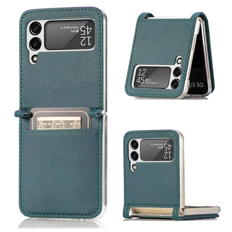 For Samsung Galaxy Z Flip 4 5G Folding Litchi Texture Card Wallet Phone Case(Brown)