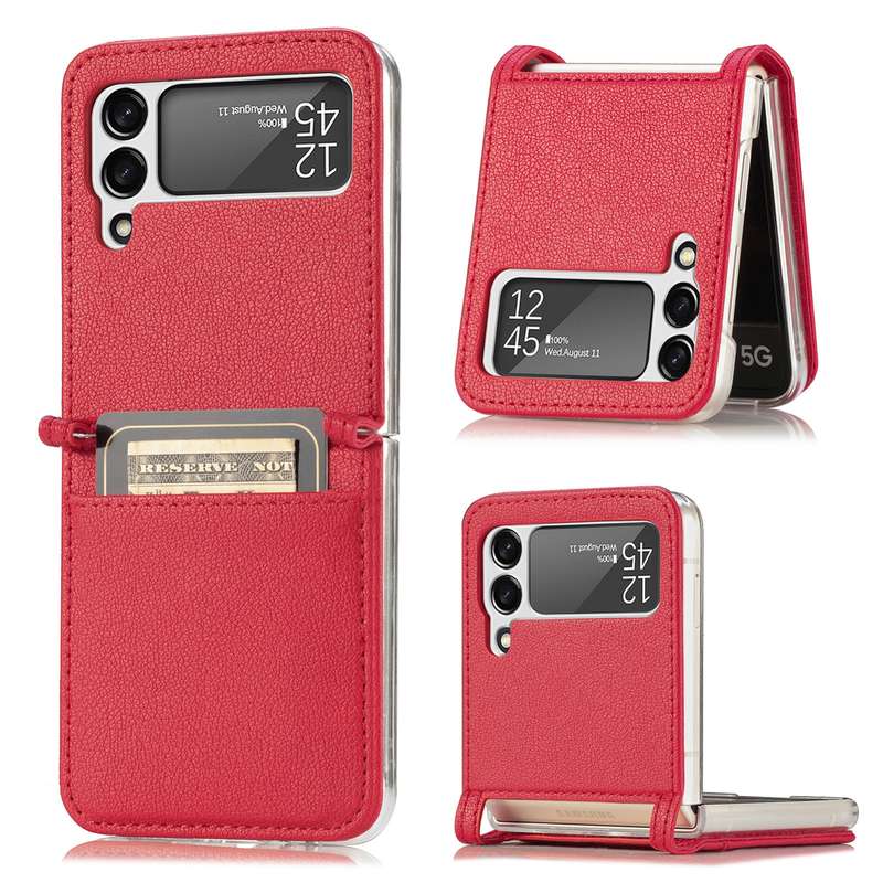 For Samsung Galaxy Z Flip 4 5G Folding Litchi Texture Card Wallet Phone Case(Brown)