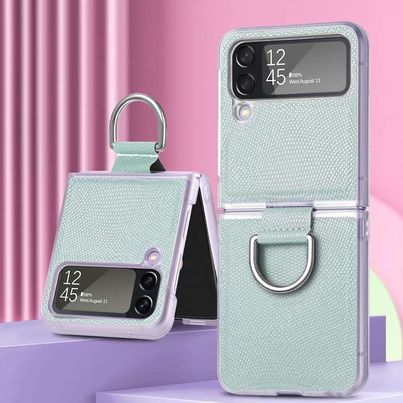 For Samsung Galaxy Z Flip4 Colorful Ring Hinged Folding Phone Case(Pink)