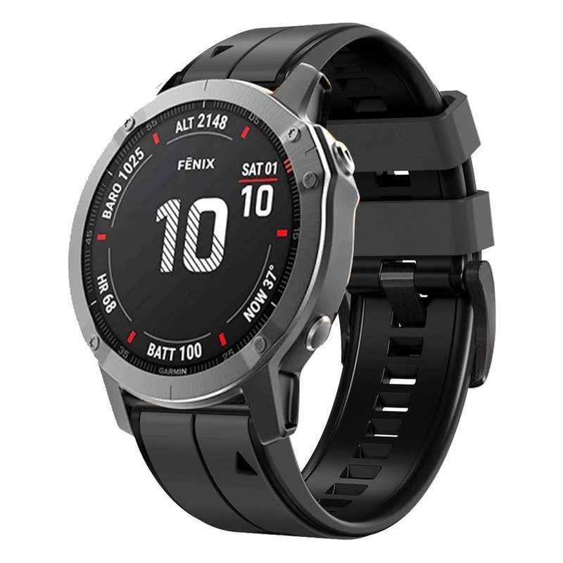 For Garmin Fenix 6 22mm Silicone Sports Two-Color Watch Band(Skyblue+Black)