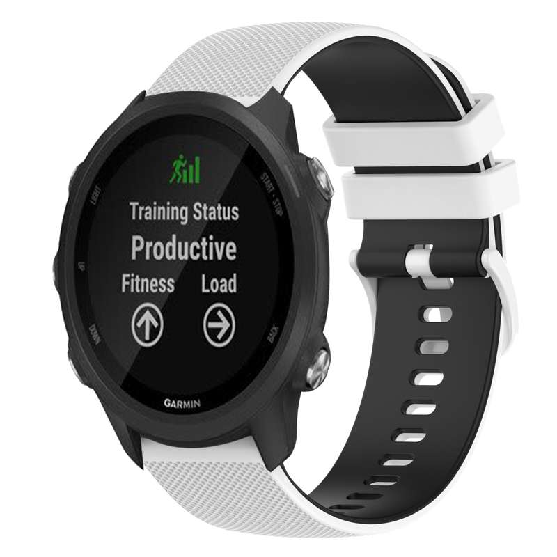For Garmin Forerunner 245 Music 20mm Checkered Two-Color Silicone Watch Band(Black+Grey)