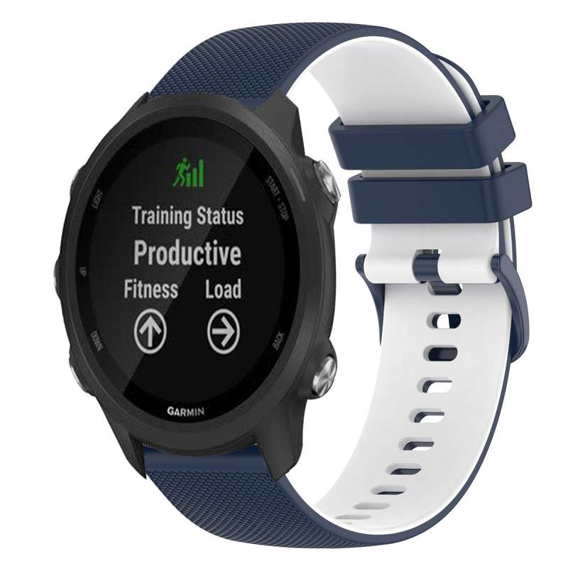 For Garmin Forerunner 245 Music 20mm Checkered Two-Color Silicone Watch Band(Black+Grey)