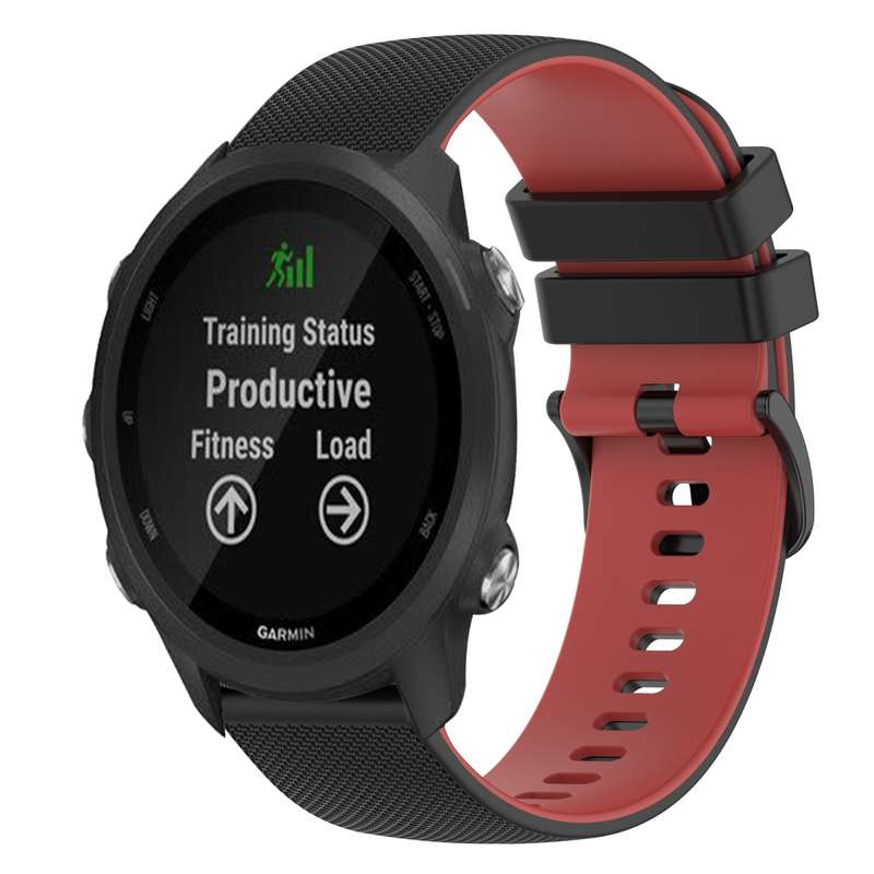 For Garmin Forerunner 245 Music 20mm Checkered Two-Color Silicone Watch Band(Black+Grey)