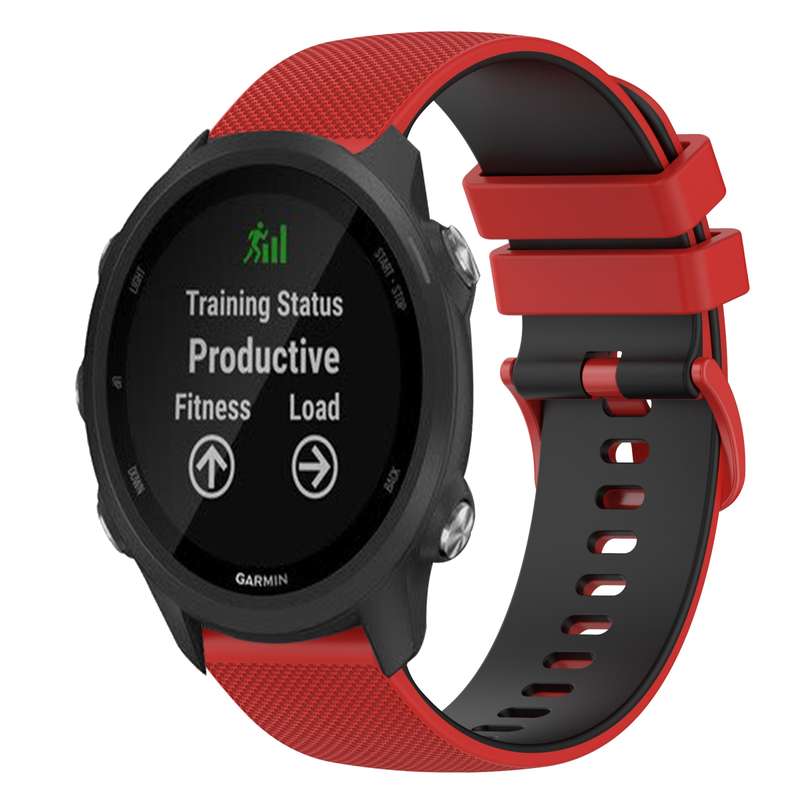 For Garmin Forerunner 245 Music 20mm Checkered Two-Color Silicone Watch Band(Black+Grey)