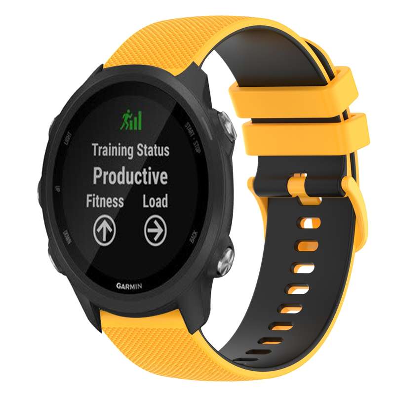 For Garmin Forerunner 245 Music 20mm Checkered Two-Color Silicone Watch Band(Black+Grey)