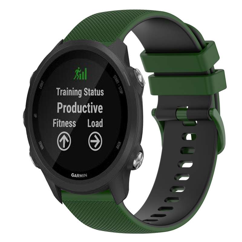 For Garmin Forerunner 245 Music 20mm Checkered Two-Color Silicone Watch Band(Black+Grey)