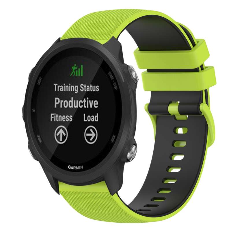 For Garmin Forerunner 245 Music 20mm Checkered Two-Color Silicone Watch Band(Black+Grey)