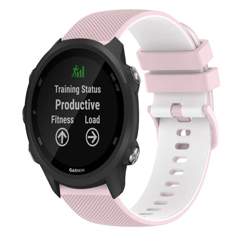 For Garmin Forerunner 245 Music 20mm Checkered Two-Color Silicone Watch Band(Black+Grey)