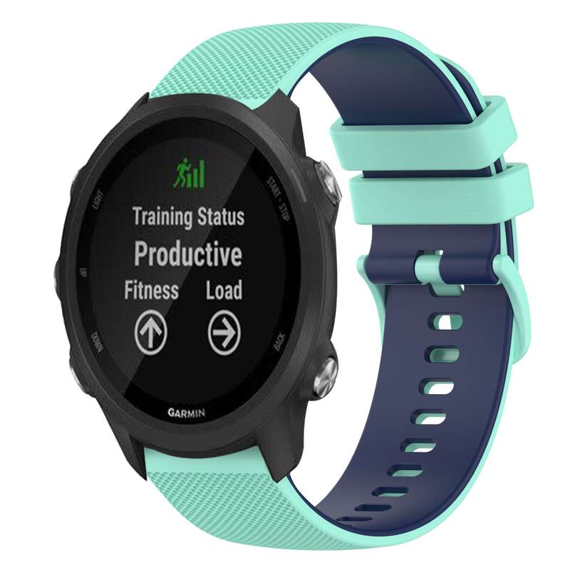 For Garmin Forerunner 245 Music 20mm Checkered Two-Color Silicone Watch Band(Black+Grey)