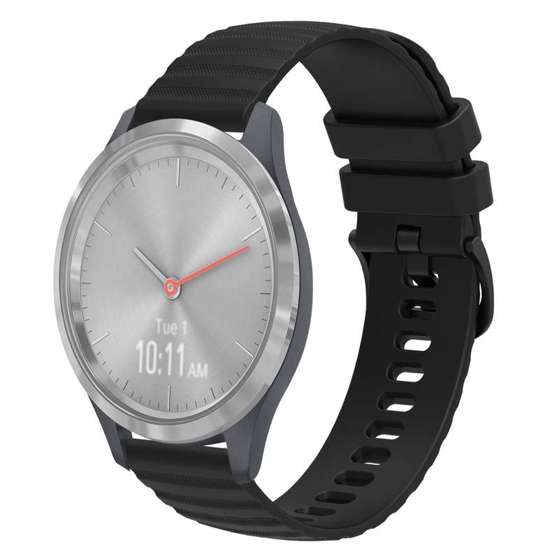 For Garmin Vivomove 3S 18mm Wavy Dotted Solid-Color Silicone Watch Band(Gray)