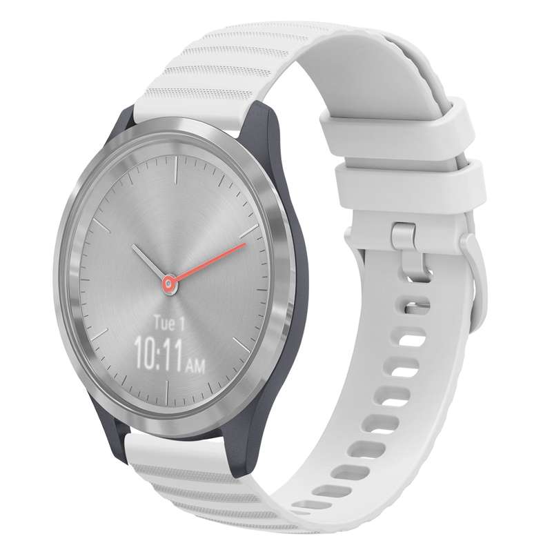 For Garmin Vivomove 3S 18mm Wavy Dotted Solid-Color Silicone Watch Band(Gray)