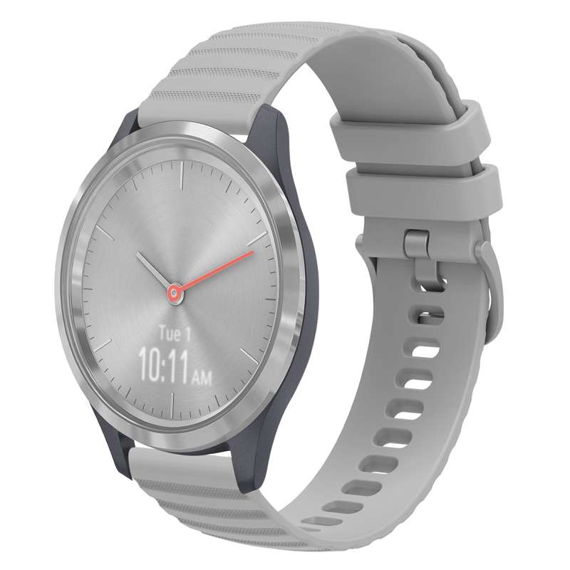 For Garmin Vivomove 3S 18mm Wavy Dotted Solid-Color Silicone Watch Band(Gray)